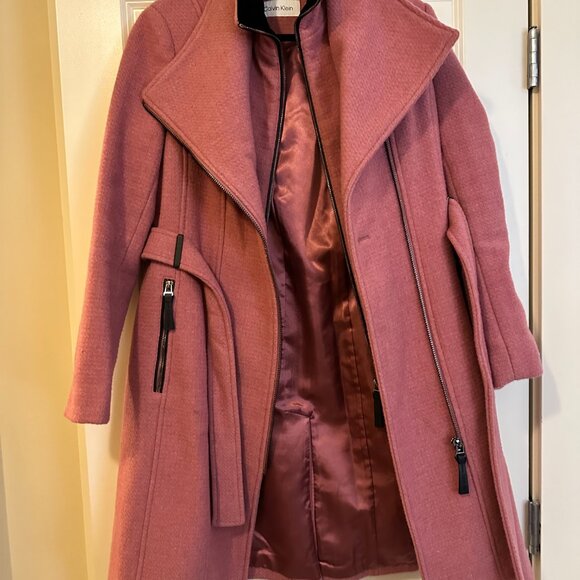 CALVIN KLEIN WOMEN'S WOOL BLEND COAT JACKET PINK - Picture 10 of 15